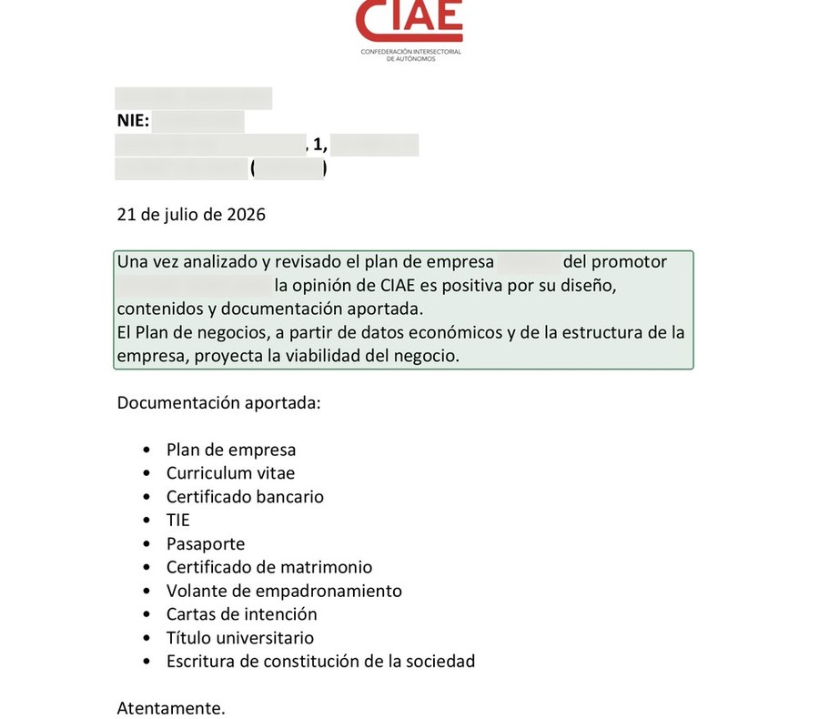 Положительное заключение CIAE по бизнес-плану